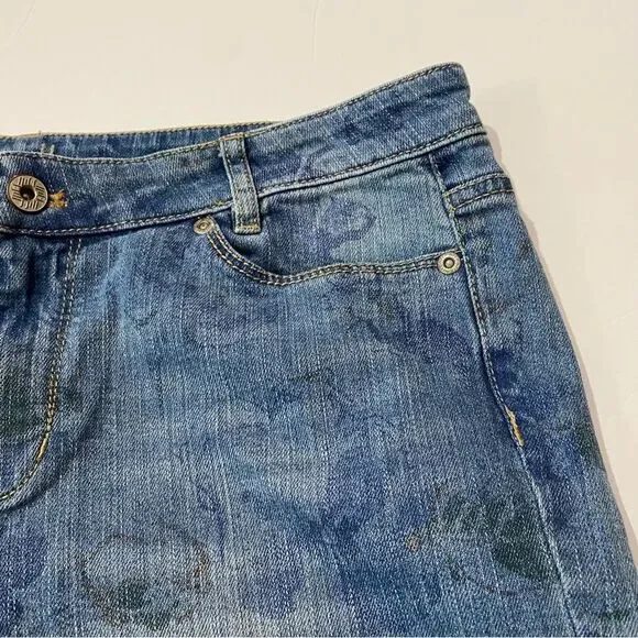 J. Jill Denim Straight Fit Slim Boyfriend Ink Stamped Floral Print Jeans Size 8 - Picture 4 of 13